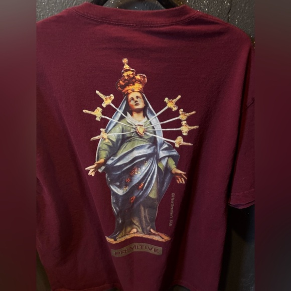 Primitive Men's Maroon Short Sleeve Tee with Graphic on the Back - Picture 4 of 4
